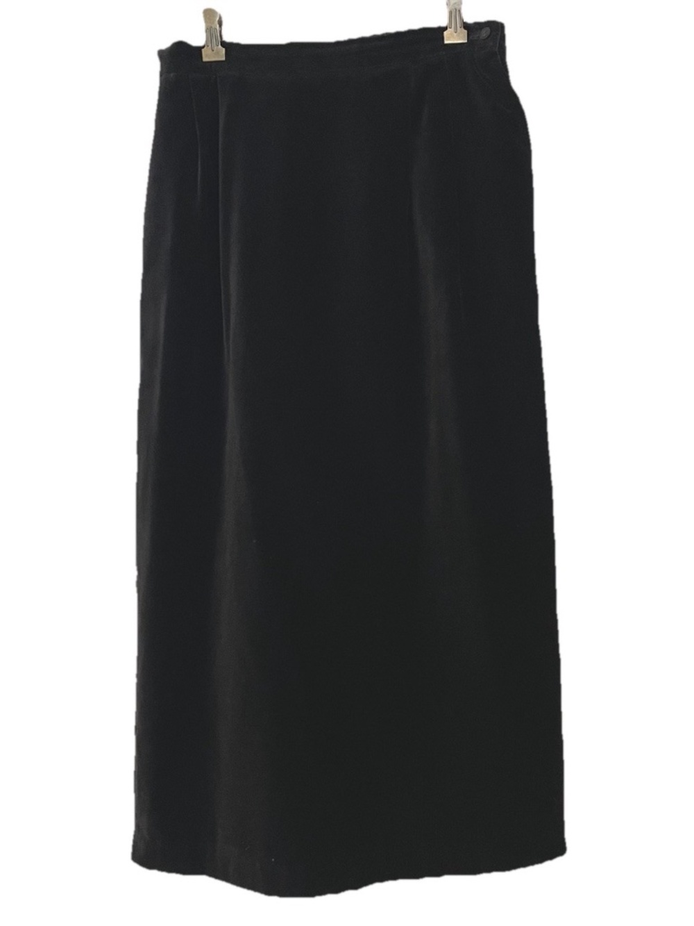Vinci Black Velvet Midi Maxi Skirt Size 12 ~ 30" Waist x 33" Long Vtg runs small